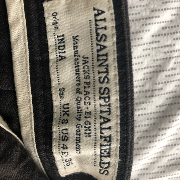 All Saints dark grey cotton short shorts - Picture 2 of 4